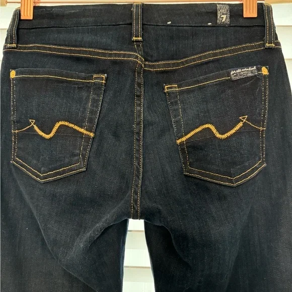 7 For All Mankind Kimmie Straight Leg Mid-rise Jeans Dark Wash Size 25 - Picture 7 of 8